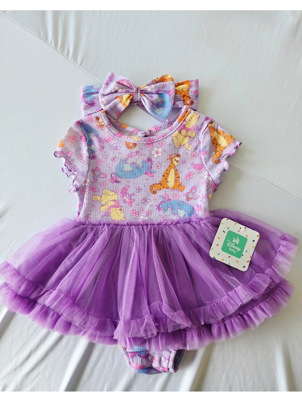 Disney Baby Winnie the Pooh Lavender Tutu Dress with Headband 6-9 M